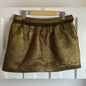 Diane Von Furstenburg Metallic Gold Wool Blend Mini Skirt - Size 8